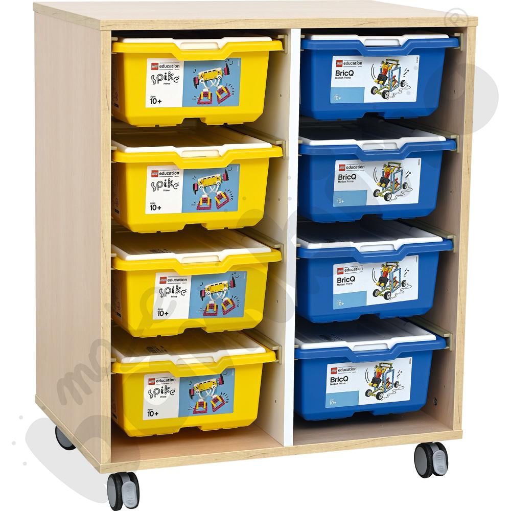 Quadro - szafka M na plastikowe pojemniki - z przegrodą, na kółkach, klon