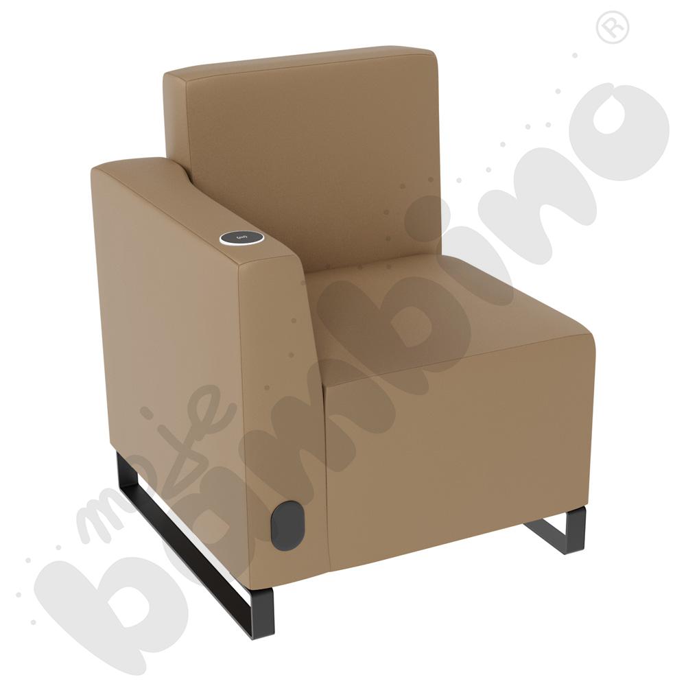 Fotel Universum wys. 82 cm, bok niski lewy z gniazdkiem elektrycznym i indukcją, tkanina MT04