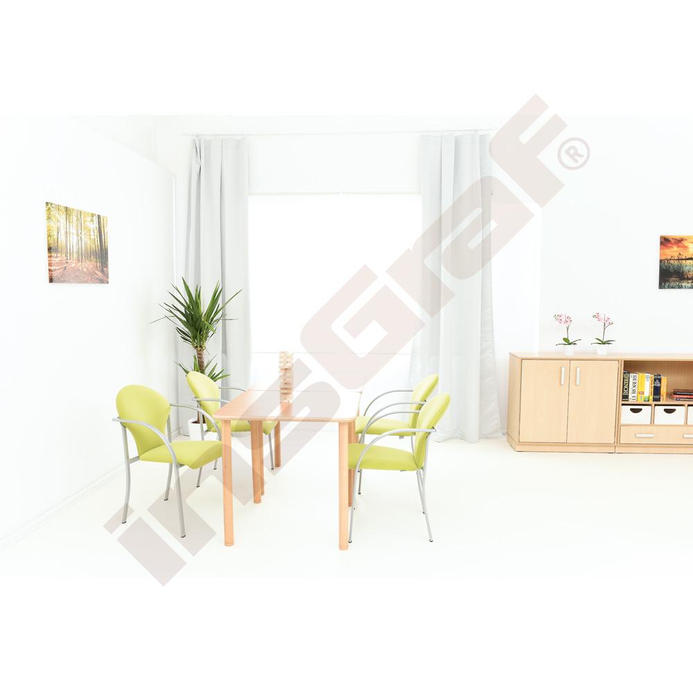 Zpevněný stůl Flexi čtverec 80 x 80 cm - buk - reg. výšky 58 - 76 cm - k židlím 38 - 46 cm 
