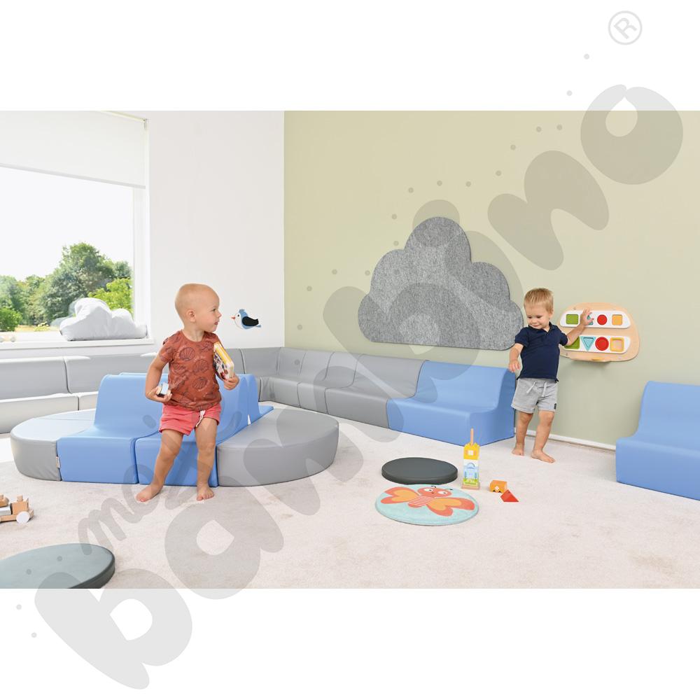 Małe siedzisko 1/4 koła szare