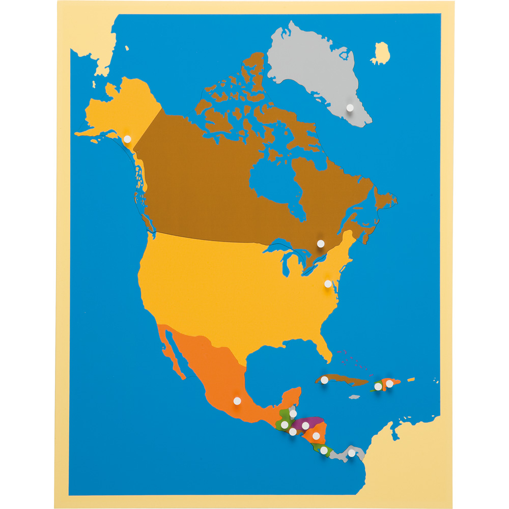 Mapa Severnej Ameriky - Montessori puzzle