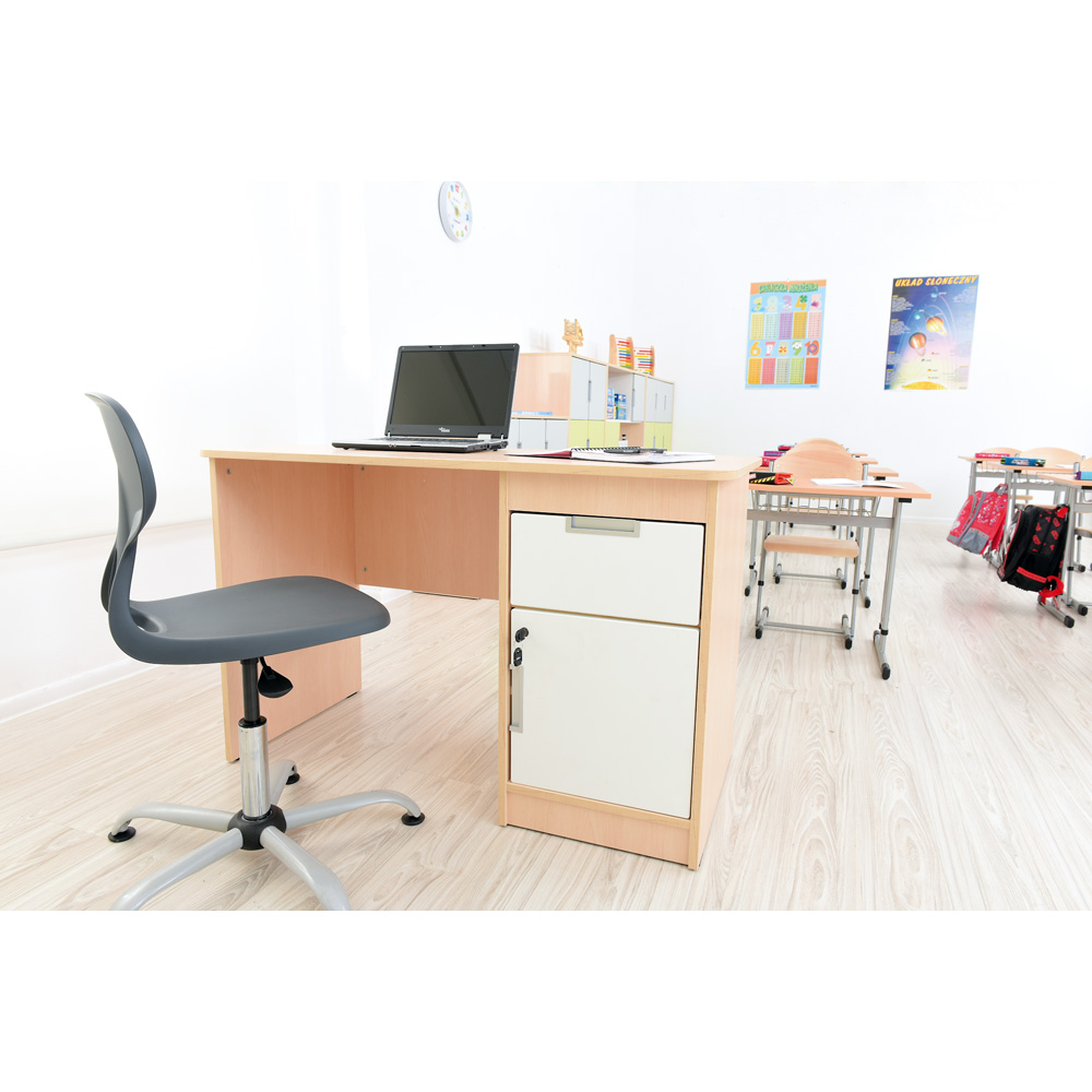 Quadro - písací stôl so skrinkou a zásuvkou, tiché zatváranie - biela 