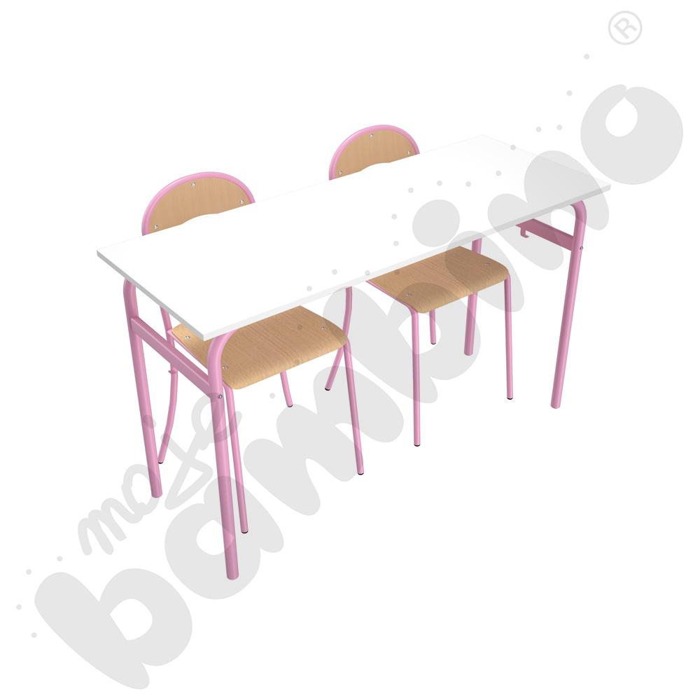 Stół Daniel 2-os. biały z krzesłami P, rozm. 6, różowe