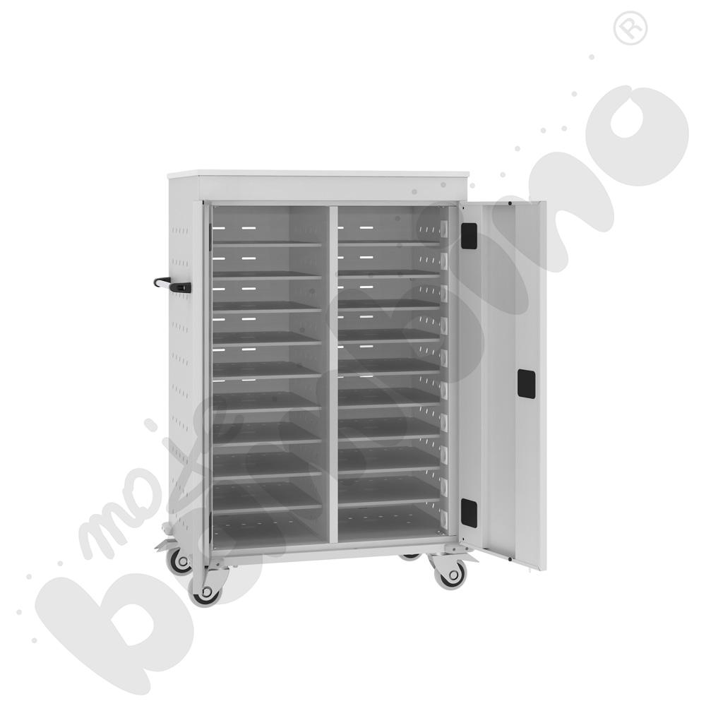 Wózek na 20 laptopów, drzwi jasnoszare