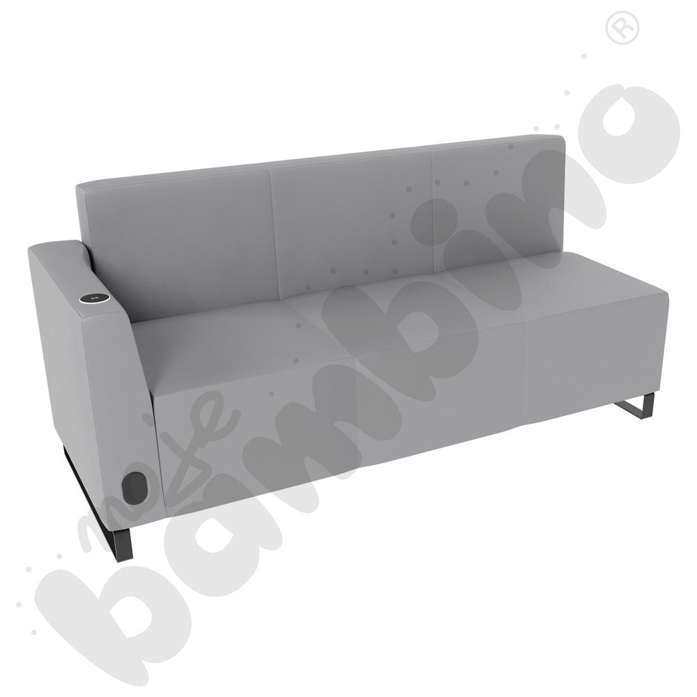 Sofa Universum 3-os. wys. 82 cm, bok niski lewy z gniazdkiem elektrycznym i indukcją, tkanina MT02