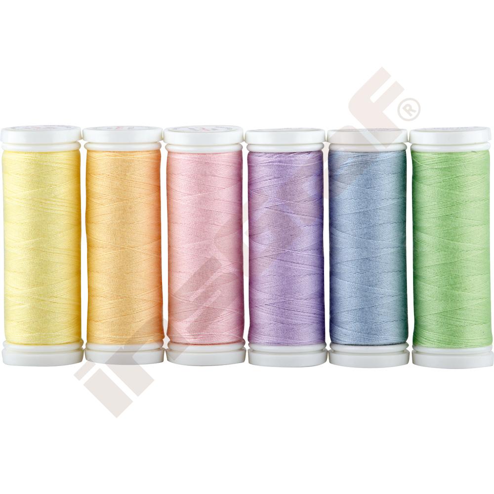 Zostava šijacích nití TALIA PASTEL, 6 farieb
