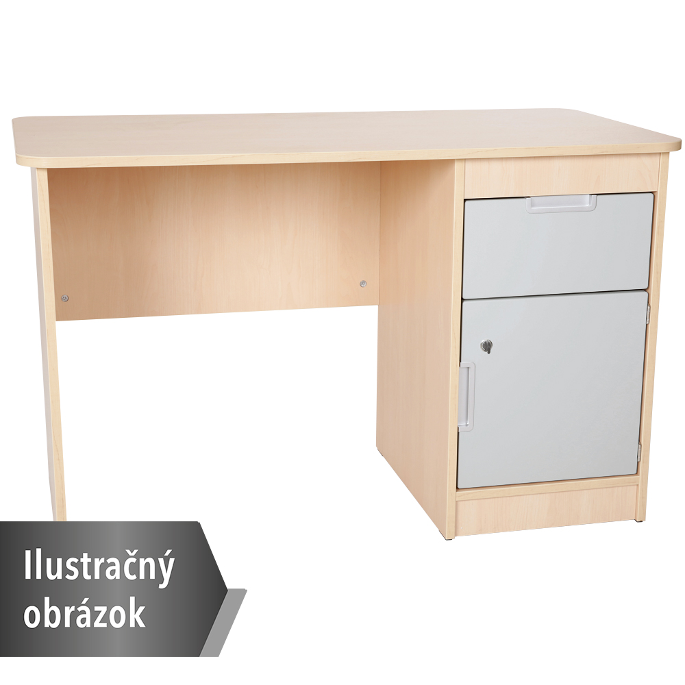 Quadro - písací stôl so skrinkou a zásuvkou, tiché zatváranie, biely korpus - sivá 