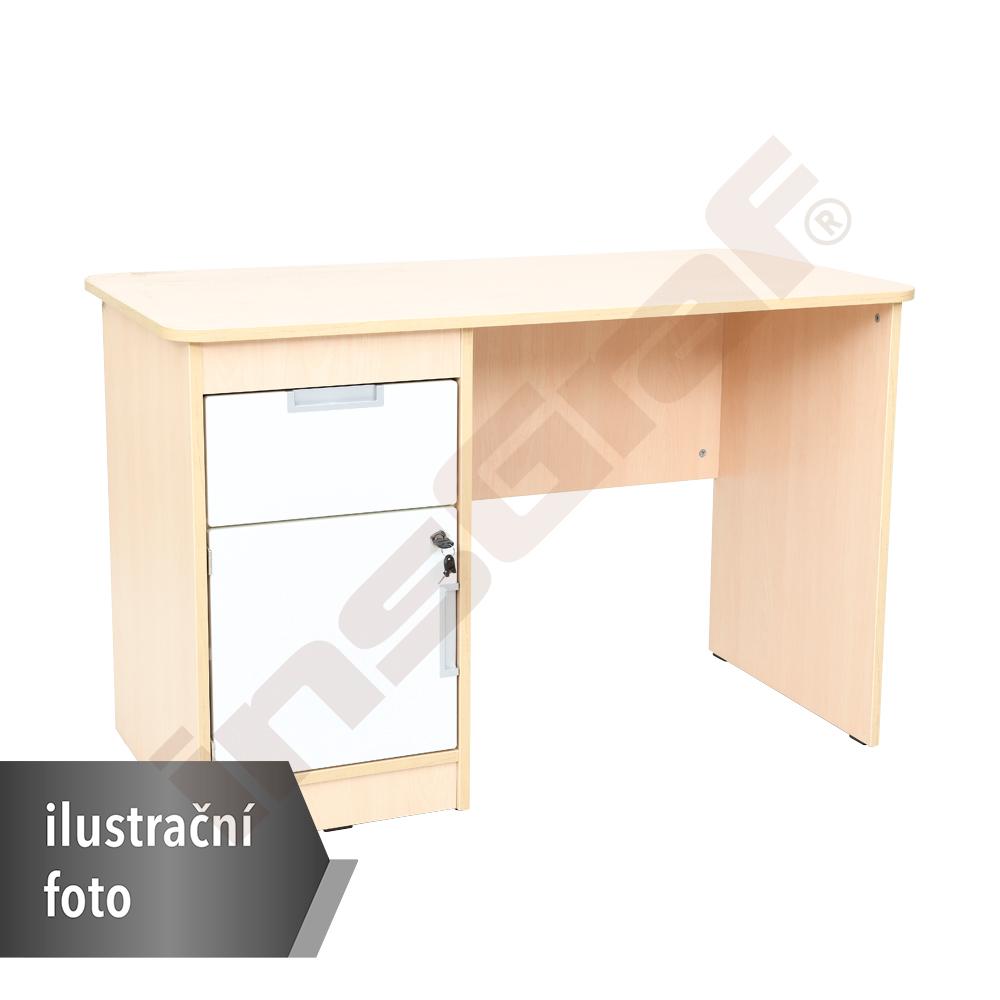 Quadro - psací stůl se skříňkou a zásuvkou levý - panty 180 ̊- bílý - bílý korpus 
