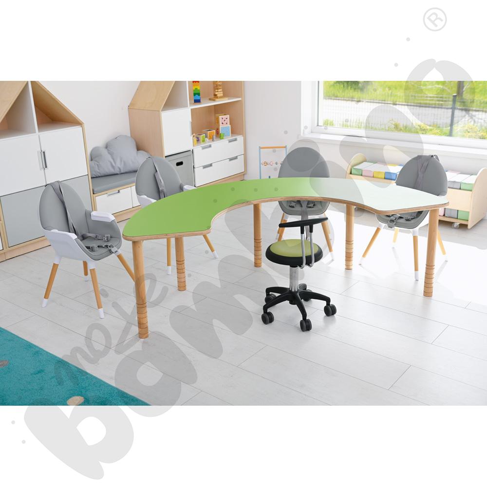 Stolik do karmienia - podkowa rozm. 40-58 cm - blat HPL zielony