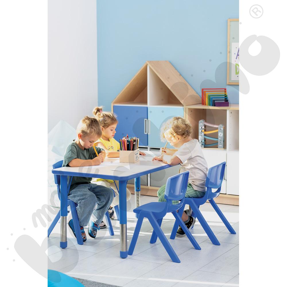 Stolik Pino prostokątny z regulowaną wysokością, rozm. 0-3 - niebieski