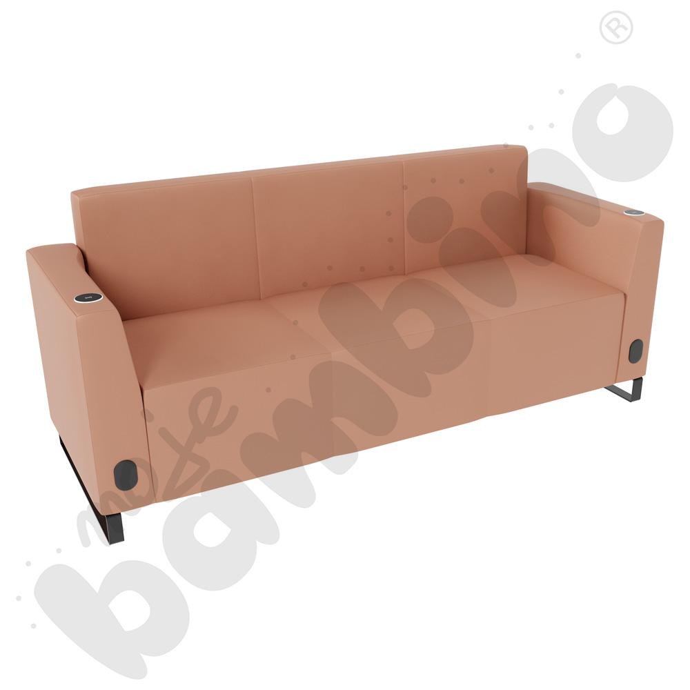 Sofa Universum 3-os. wys. 82 cm, 2 boki niskie, oba z gniazdkiem elektrycznym i indukcją, tkanina MT06