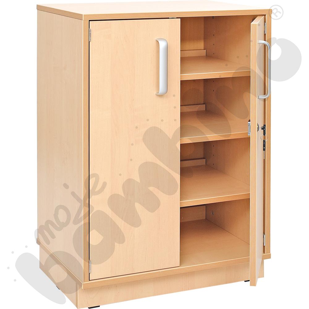 Szafka Flexi-TJ D wąska na cokole, drzwiczki z zamkiem, klon jasny