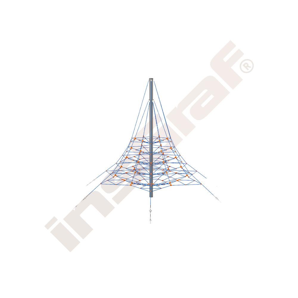 Seil-Pyramide, spitz, blau-orange