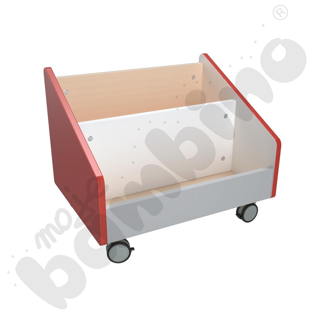 Quadro - pojemnik na kółkach duży, czerwony, skrzynia klon jasny