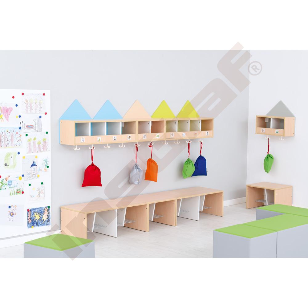 Lavička k šatně domeček pro 2 osoby, šíře 65,40 cm, javor