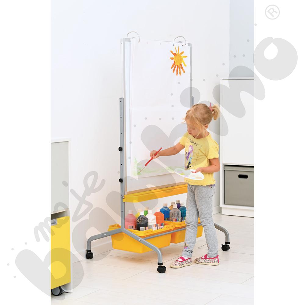 Tablica suchościeralna magnetyczna mobilna 75 x 100 cm - żółte pojemniki