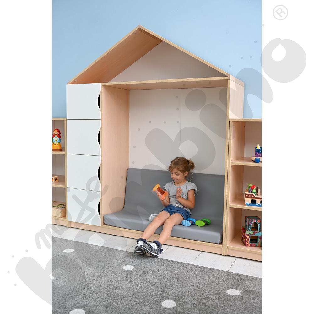 Siedzisko do biblioteczki-domku Feria, szare