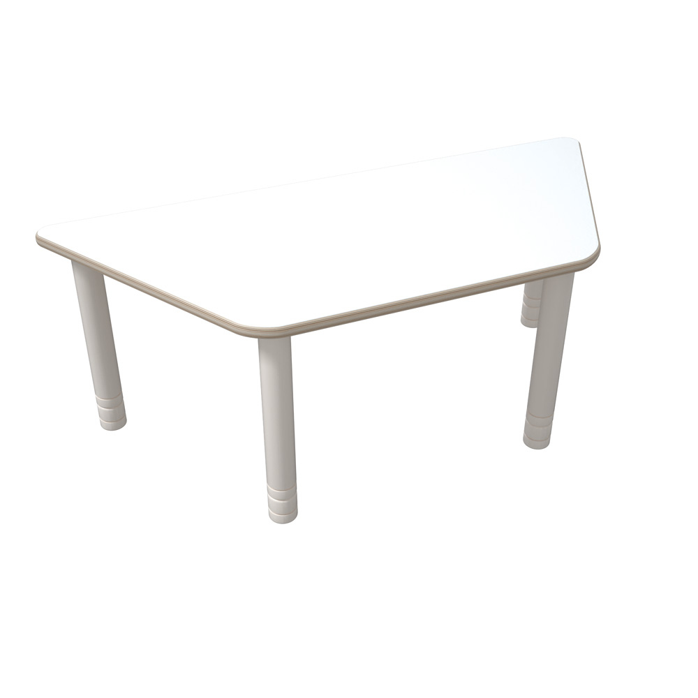 Stôl Flexi lichobežníkový 120 x 60 x 70 x 60 - HPL biely, nohy bielené