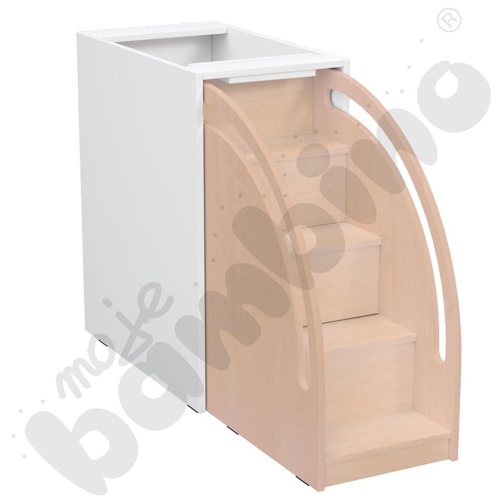 Schody do przewijaków w białej skrzyni