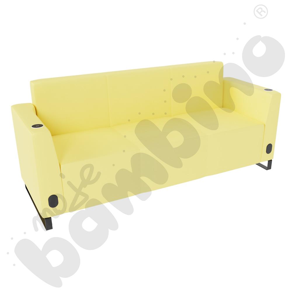 Sofa Universum 3-os. wys. 82 cm, 2 boki niskie, oba z gniazdkiem elektrycznym i indukcją, tkanina MT10