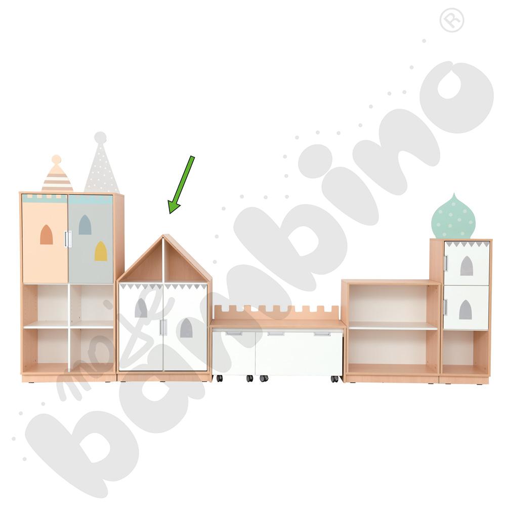 Quadro - szafka-domek Pałac z 2 półkami i drzwiami, 90 st., cichy domyk – klon jasny