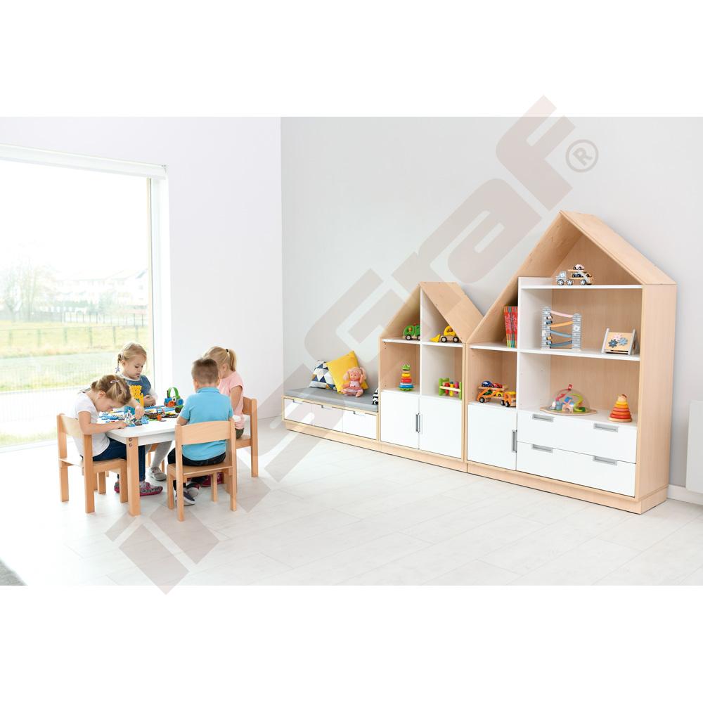 Quadro - skříňka-domeček se 2 policemi, světlý javor