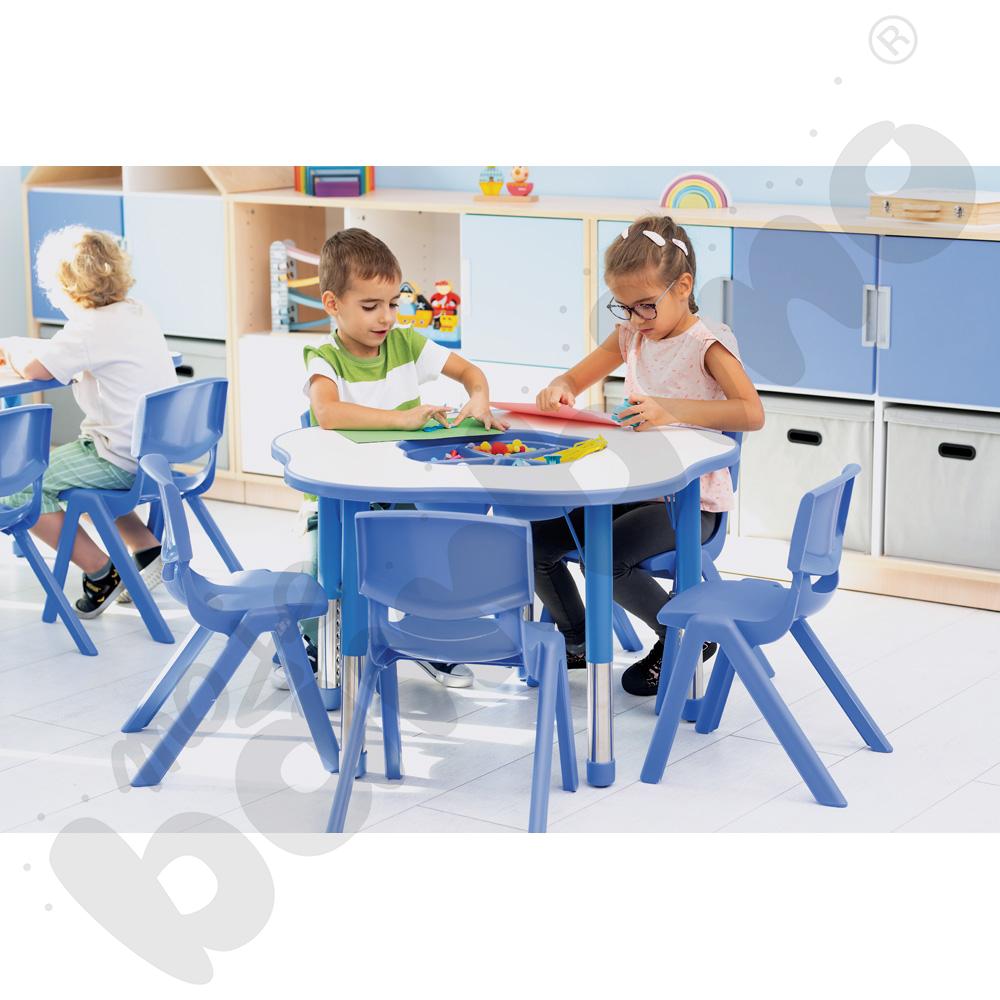 Stolik Pino z organizerem z regulowaną wysokością, rozm. 0-3 – niebieski