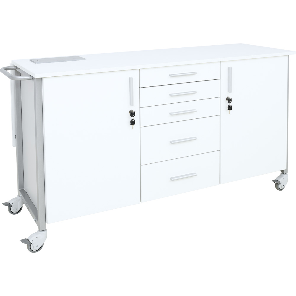 
Mobiler Laborschrank mit Klapptisch
