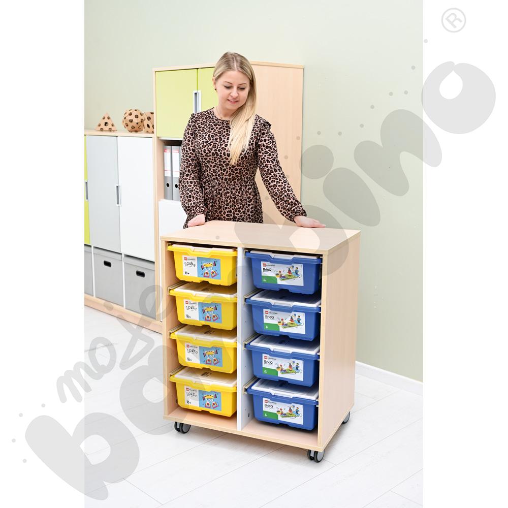 Quadro - szafka M na plastikowe pojemniki - z przegrodą, na kółkach, klon