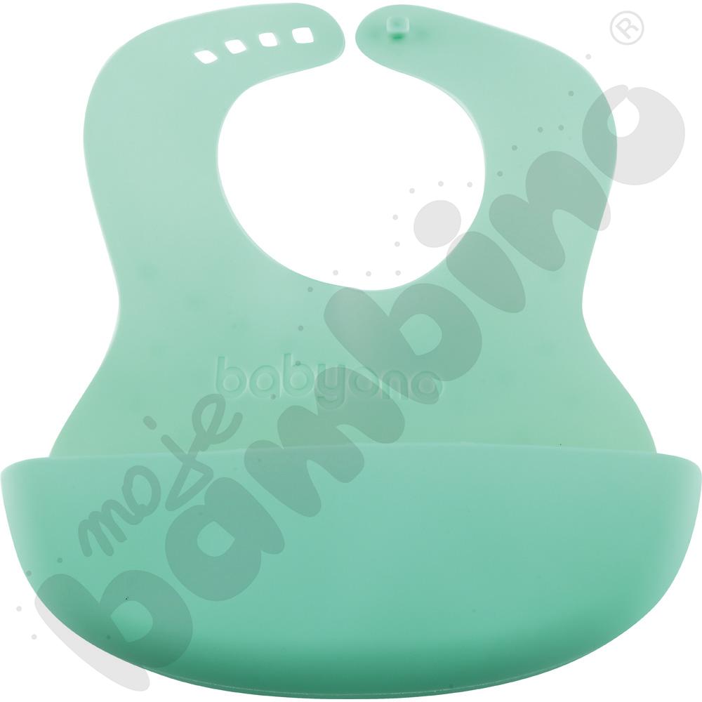 Śliniak silikonowy z kieszonką - miętowy