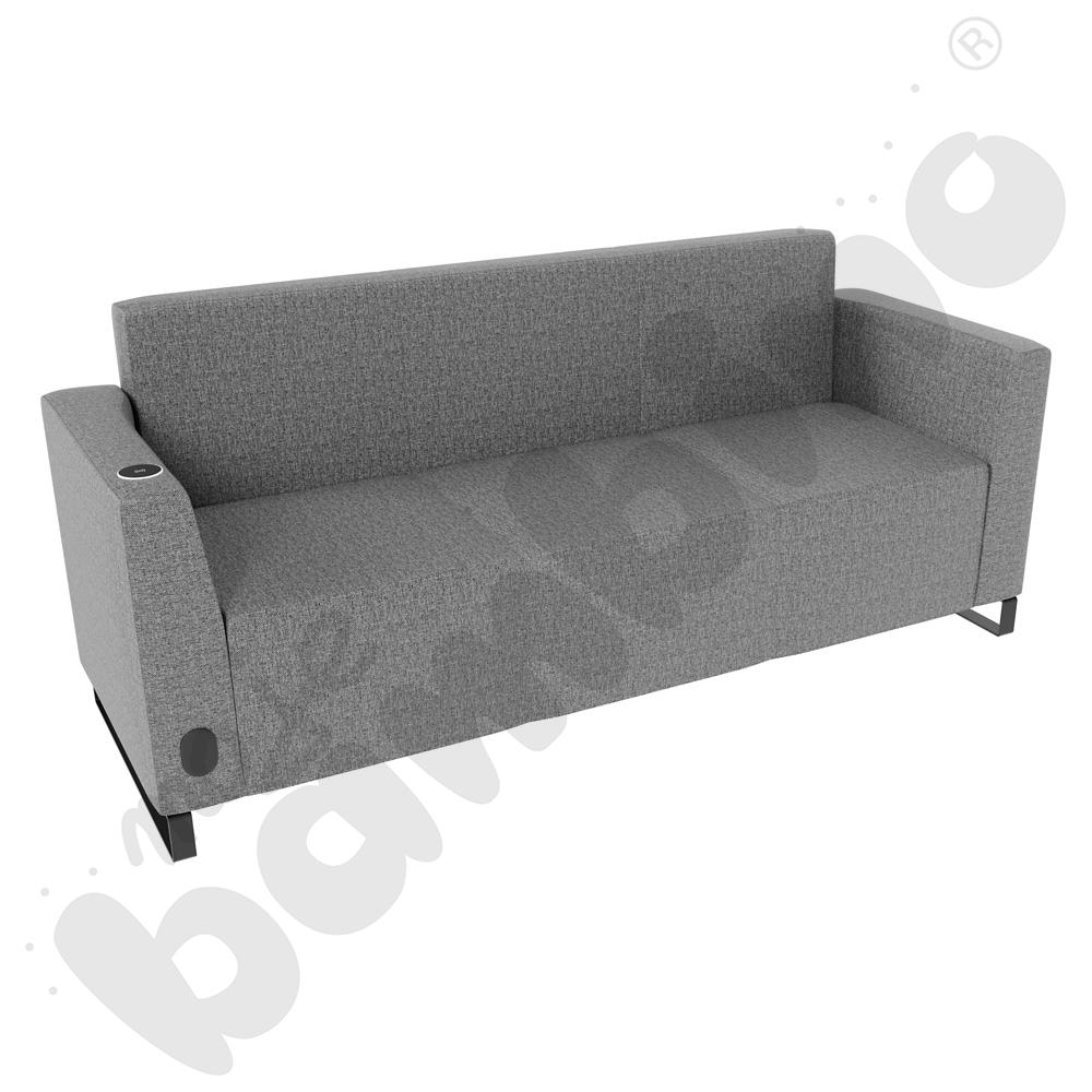 Sofa Universum 3-os. wys. 82 cm, 2 boki niskie, lewy z gniazdkiem elektrycznym i indukcją, tkanina RO39