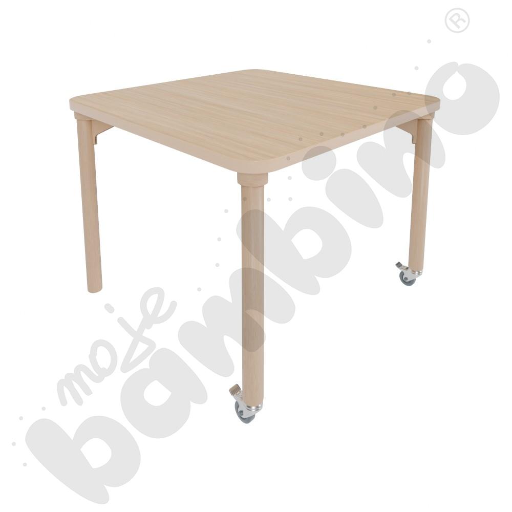Stół Marcus 120 x 80 cm, rozm. 4, nogi drewniane brzozowe z 2 kółkami, blat klon, obrzeże ABS