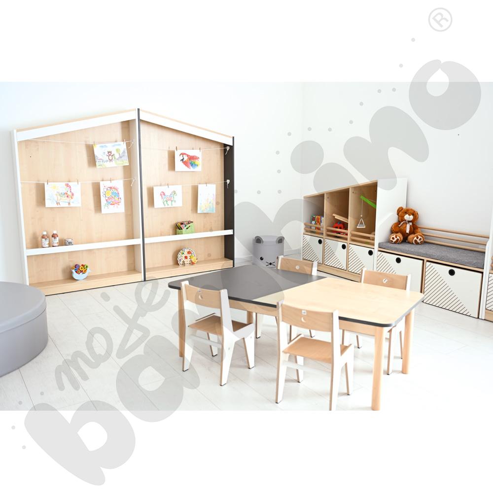 Blat stołu FLO szer. 131 cm antracyt-klonowy