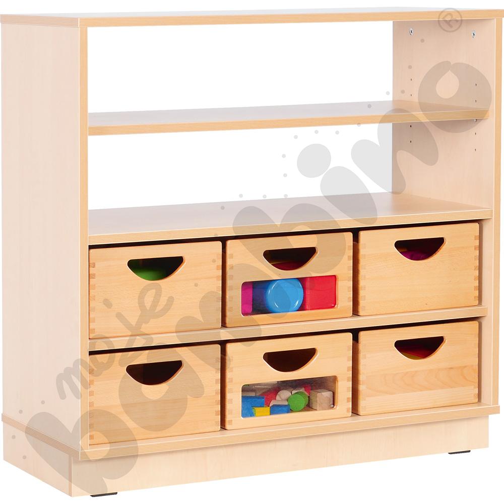 Szafka Flexi D z 3 półkami, półotwarta, na cokole, brzoza