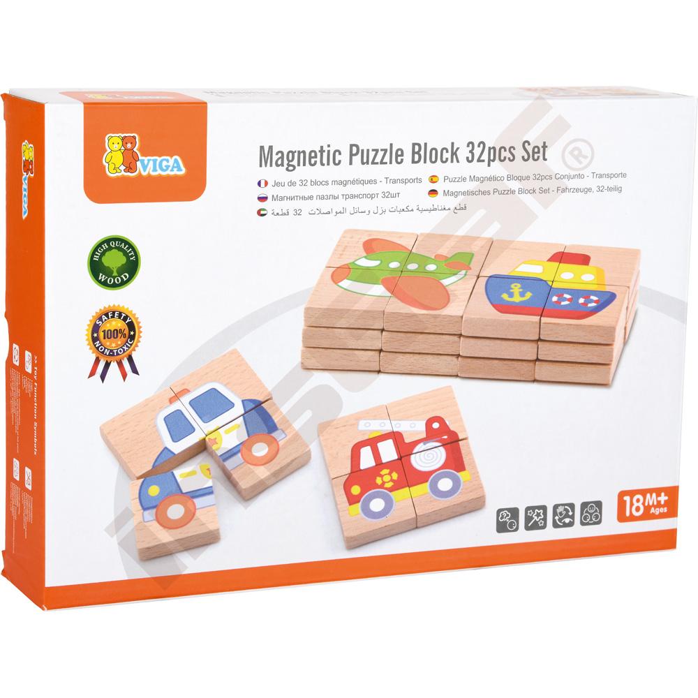Dřevěná magnetická skládačka, 32 dílků