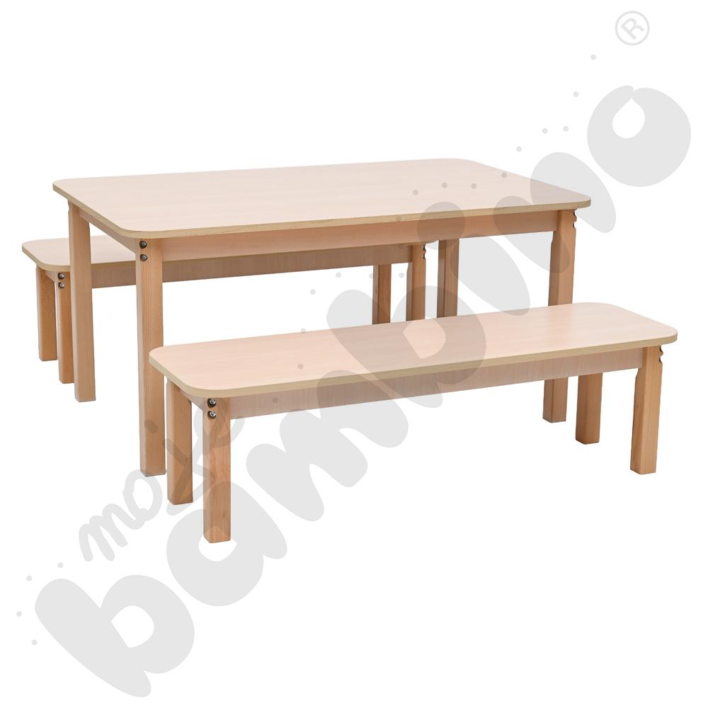 Stół 120 x 74 z 2 ławkami klon jasny
