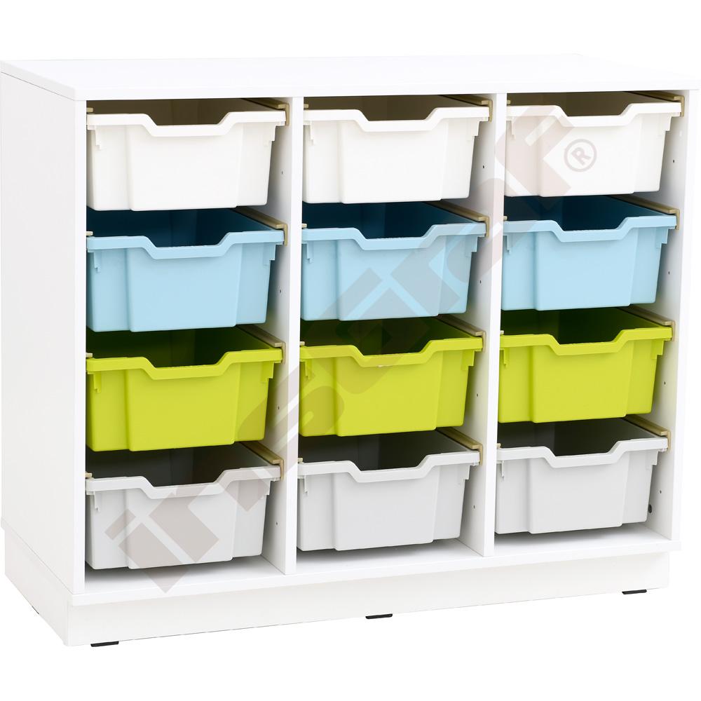 Regal M + 12 diverse Behälter - weiß (Quadro 152W)