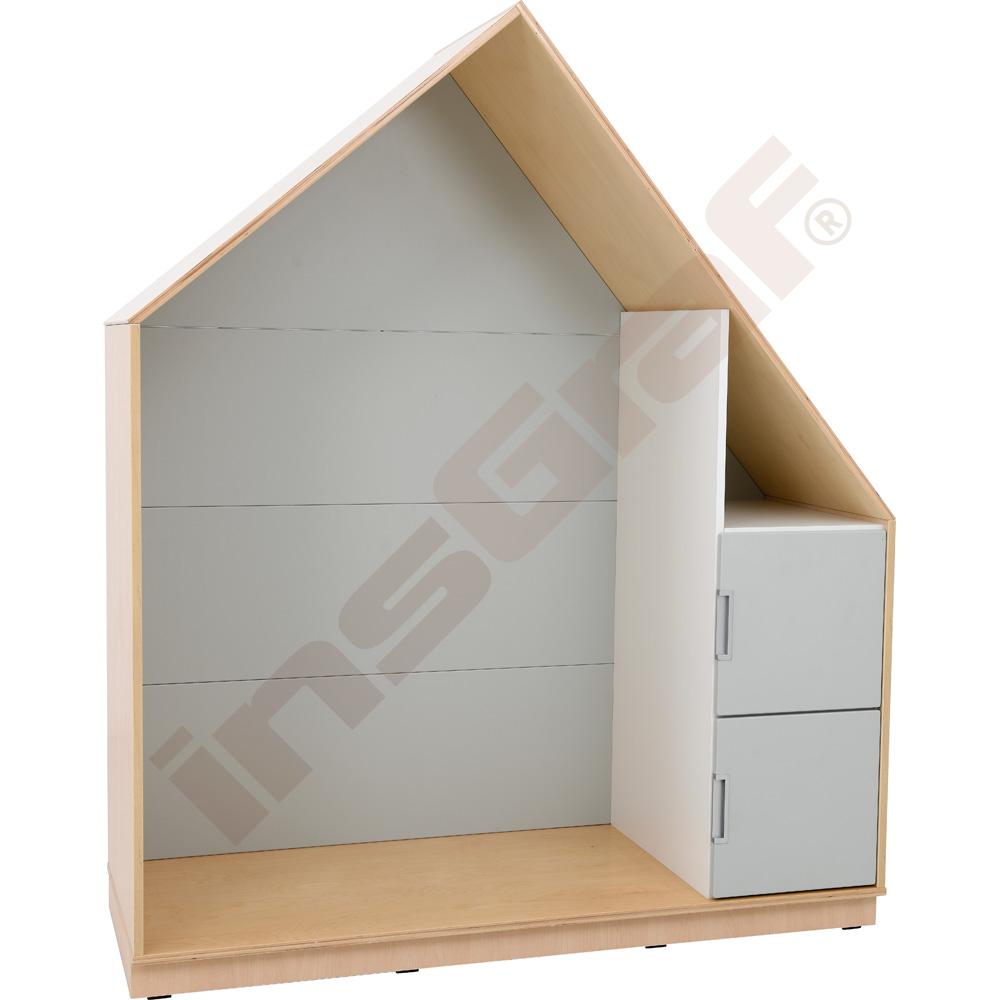 Quadro - skříňka-domeček se 2 policemi, korpus světlý javor, šedá