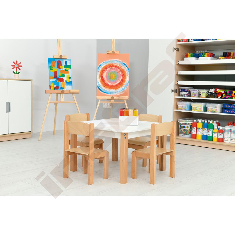 Stolička Filipko veľ. 1, výška 26 cm - k stolom 46 cm - prírodná, plastové koncovky