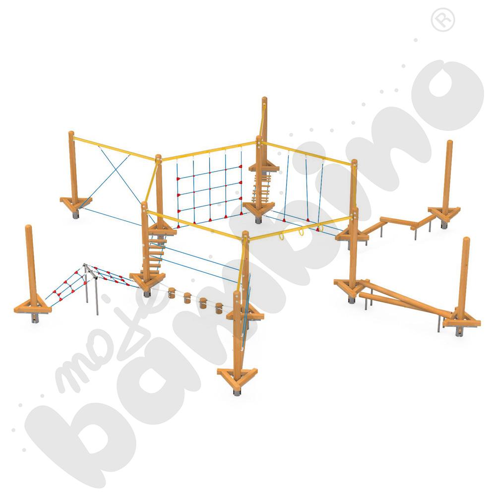 Zestaw Mini park linowy 2, drewniane słupy