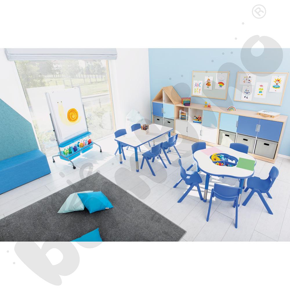 Stolik Pino z organizerem z regulowaną wysokością, rozm. 0-3 – niebieski