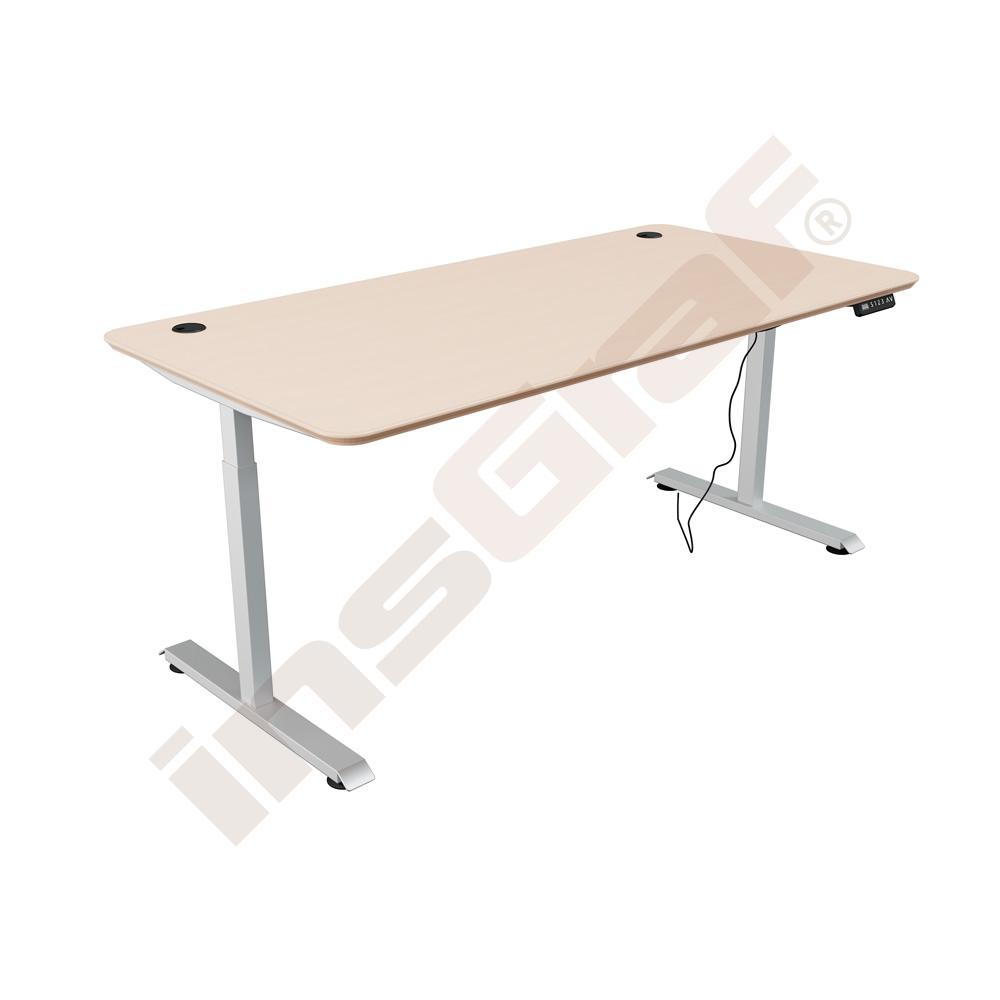 
Elektrisch hvstb. Tisch Hugo, 160 x 80 cm, TH 70-117 cm - alufarben - Ahorn Jylland
