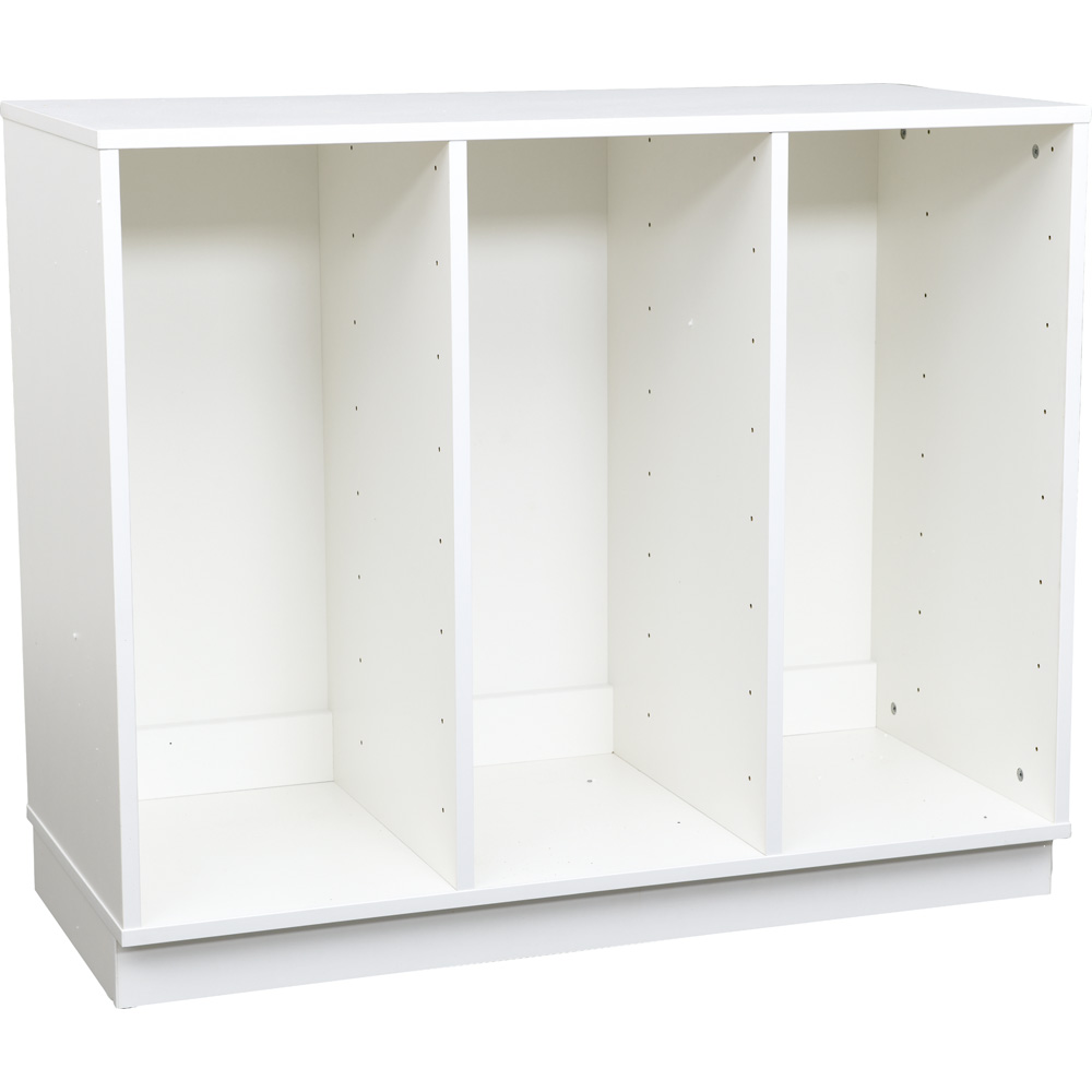 Quadro – skrinka M na plastové úložné boxy, s 2 predelmi, biela