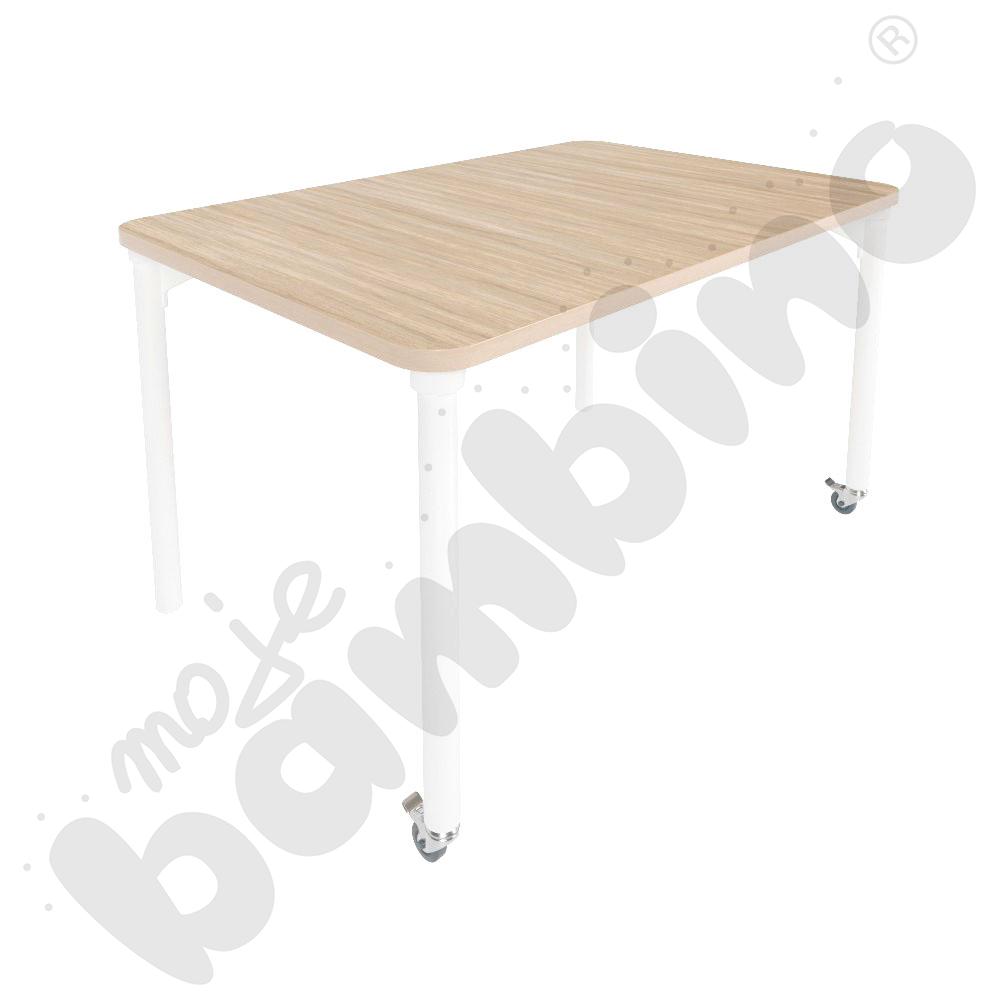 Stół Marcus 120 x 80 cm, rozm. 2, nogi drewniane białe z 2 kółkami, blat HPL klon, obrzeże ABS