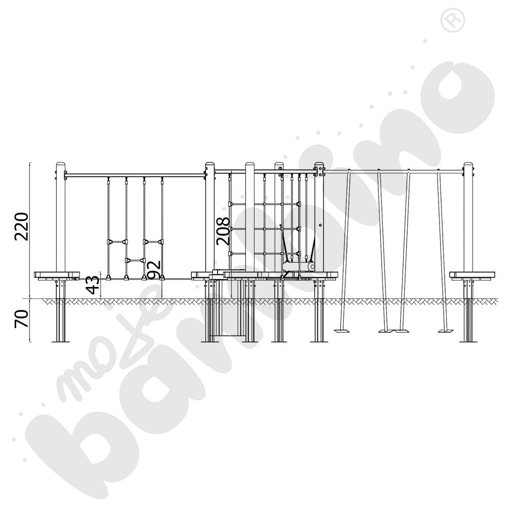 Zestaw Mini park linowy 1, drewniane słupy