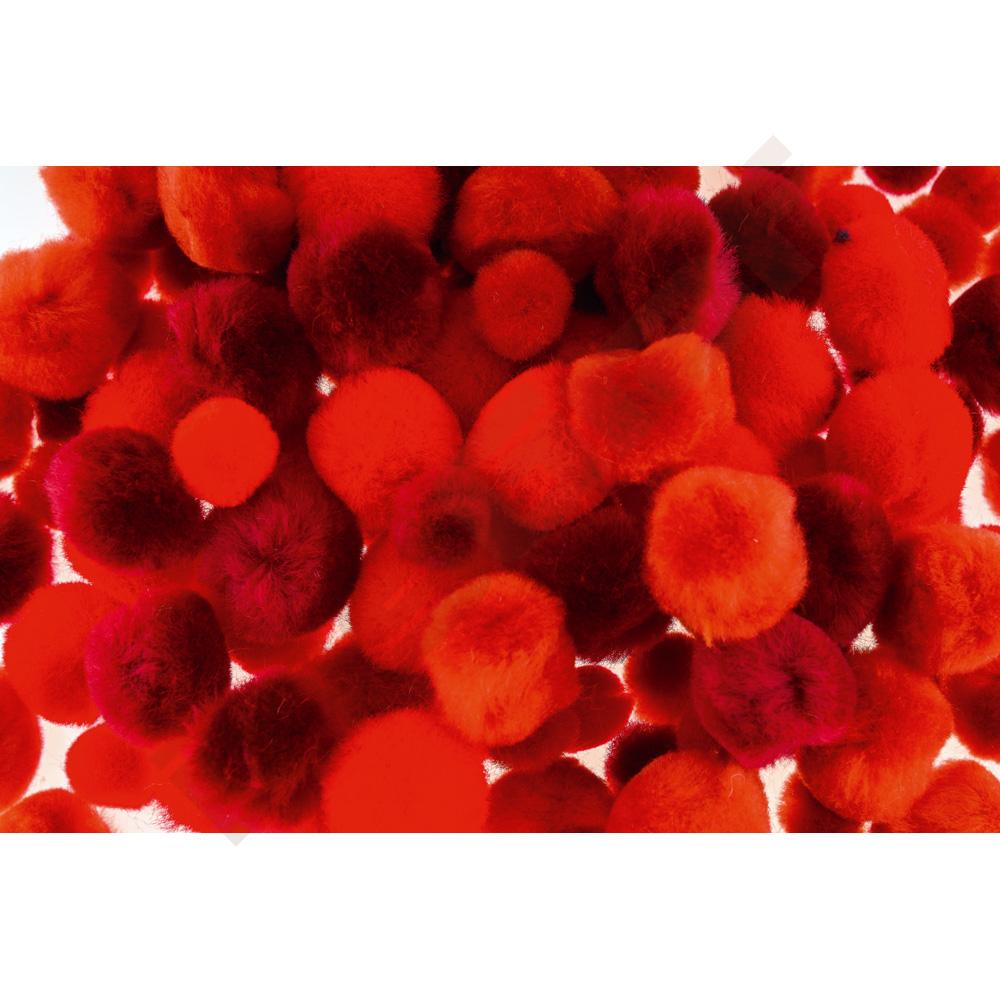 Pompons, 150 Stck., Tönung rot