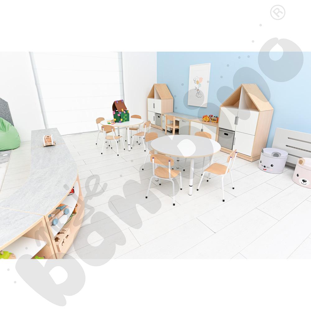 Blat Quadro biały okrągły, beżowe obrzeże