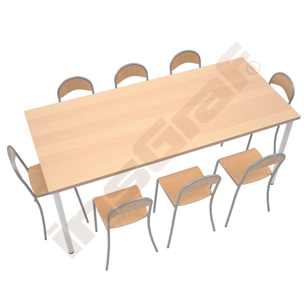 Stůl Mila 180 x 80 javor s 8 židlemi P stříbrnými, velikost 6