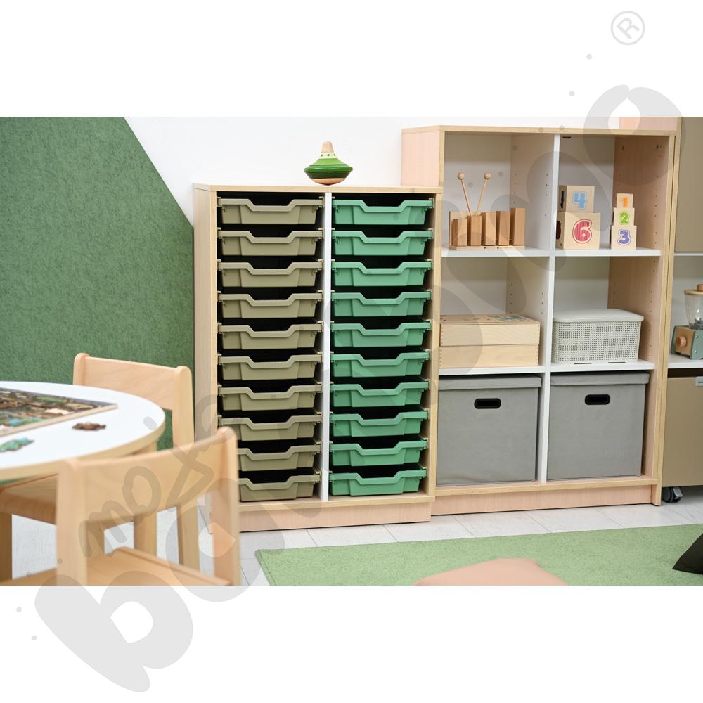 Quadro - regał L z przegrodą i 2 półkami, klon jasny