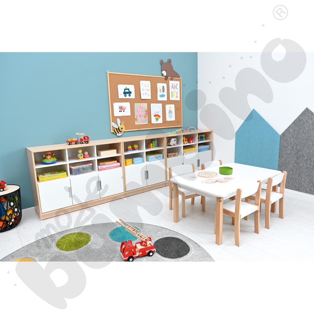 Quadro - regał M z przegrodą i półką, klon jasny